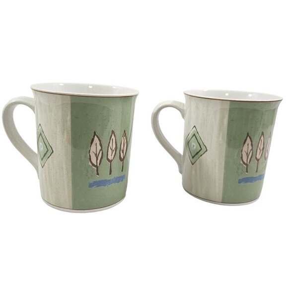 Mikasa Casual Classics Country Quilt HG284 14 Oz Porcelain Mug Cup – Set of 2 - Picture 1 of 16